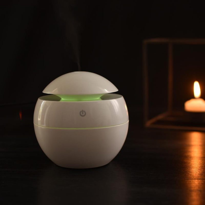 LED USB Induction Wood Grain Humidifier Ultrasonic Air Diffuser(White)