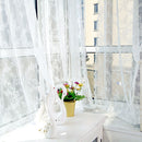 Door Window Sheer Curtain Drape Panel Leaf Voile Tulle Scarfs White