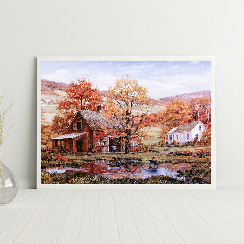 Frameless Oil Paint By Numbers DIY Autumn Picture Craft for Home Living Room