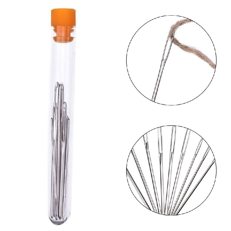 9x Large-eye Blunt Needles Steel Yarn Knitting Needles forHand Sewing Darn hot.