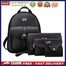 4pcs Women PU leather Backpack Shoulder Bag Clutch Bag Card Holder(Black)