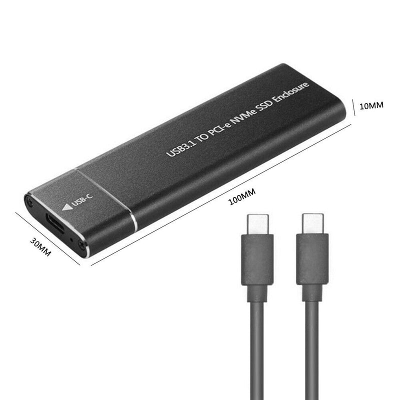 USB Type-C M.2 NVMe SSD Enclosure M-Key PCI-E Case (Black USB-C to USB-C)