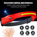 COB LED Headlamp Sensor Headlight Rechargeable Outdoor Work Light (Red)