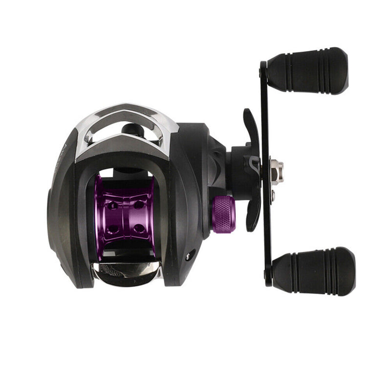 Bait Casting Reel Magnetic Brake 8kg Max Drag 7.2/1 Wheel (Purple Right) Newly