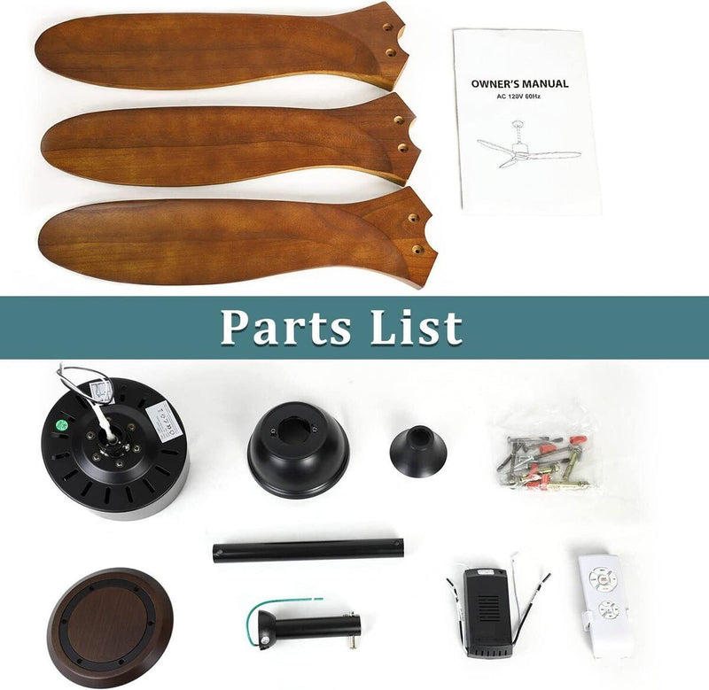 with Remote Control 42'' Wood Ceiling Fan Ceiling Fan No Light Modern Outdoor