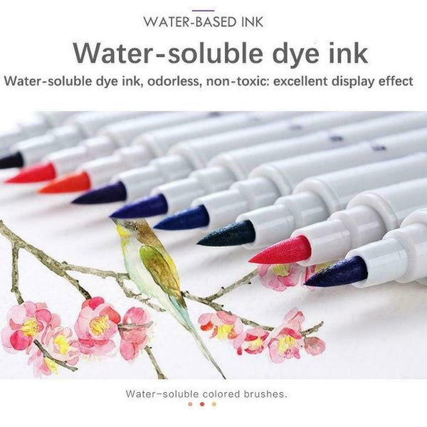 Multi Colors Dual Tip Brush Markers Pens Art Paint Watercolor Gifts V4C1