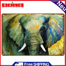Tin Plates Wall Signs Retro Painting Tusk Elephant Metal Plate Poster for Bar