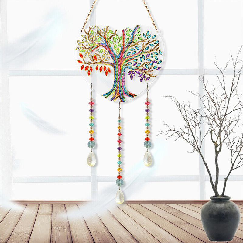 DIY Crystal Prism Teardrop Pendant Diamond Painting Kit Wind Chime (PFL03) Newly