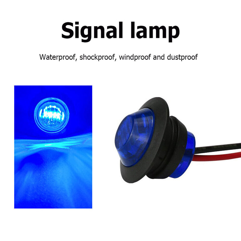 5pcs 12V-24V 3 SMD LEDs Trailer Side Marker Lights Clearance Light (Blue) Newly