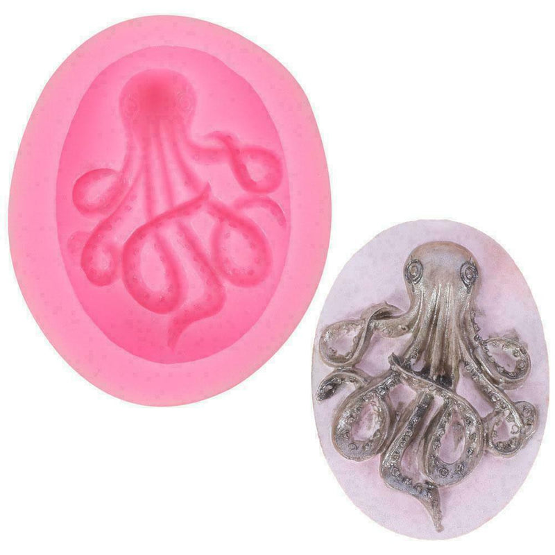 Octopus Silicone Mould Fondant Cake Cupcake Decor Mold N2R5 4.6*3.8*1cm Y9M5