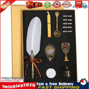 Retro with Nib Ink Bottle Calligraphy Feather Writing Dip Pen Kit (White) Newly