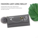 Retro PU Leather Party Clutch Purse with Plush Ball Women Zipper Travel Wallets