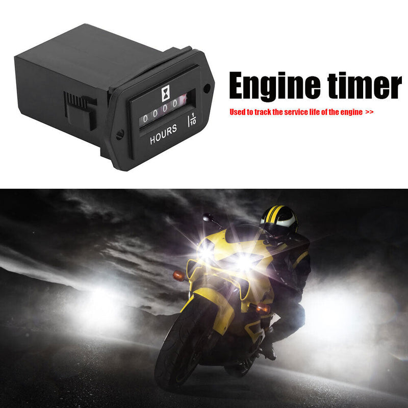 HM002 Mechanical Hour Meter Rectangular Hourmeter for 6-80V DC Power Equipment