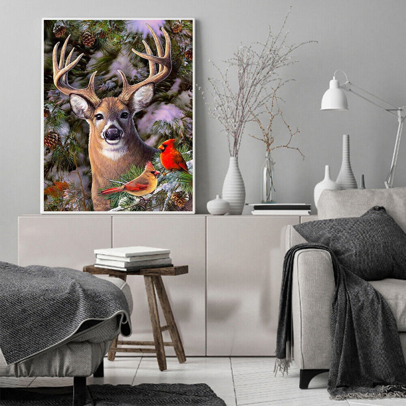 11CT Full Cross Stitch Elk and Cardin DIY Printed Wall Art Craft Home Decor