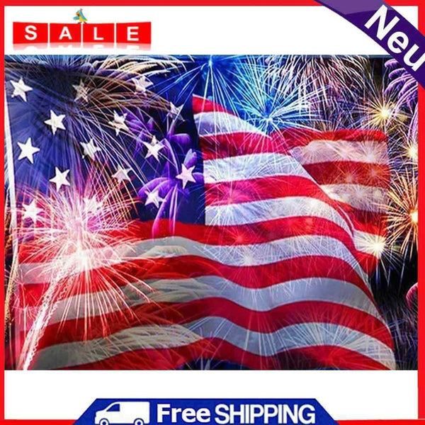 Mosaic Craft Picture Poster DIY Firework American Flag Diamond Painting Decor