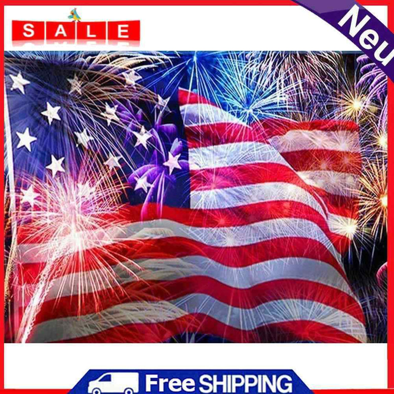 Mosaic Craft Picture Poster DIY Firework American Flag Diamond Painting Decor
