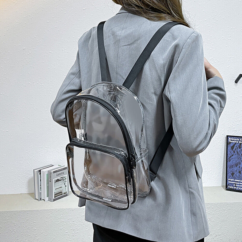 Women Solid Transparent Portable Backpack Casual PVC Clear Waterproof School Bag