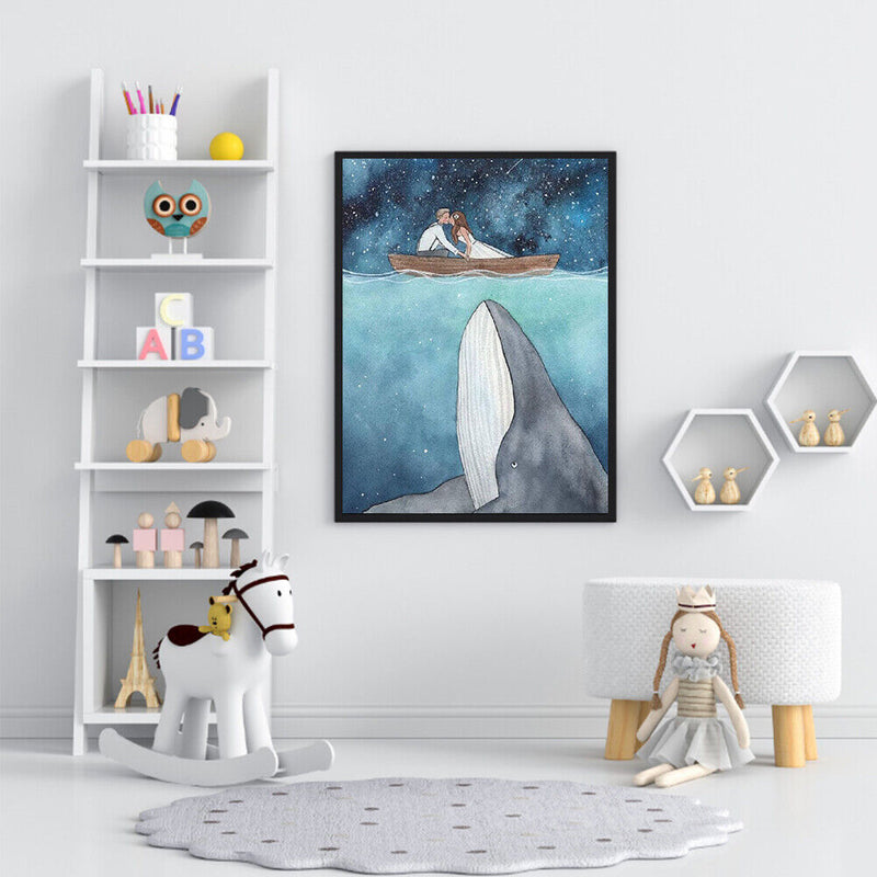 Unsdersea Whale Canvas Oil Paint By Number DIY Color Picture for Adults Children