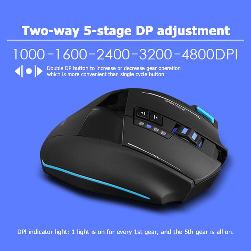 ZELOTES F-15 Wireless Wired Backlight 5 Gears 4800DPI Optical Gaming Mouse