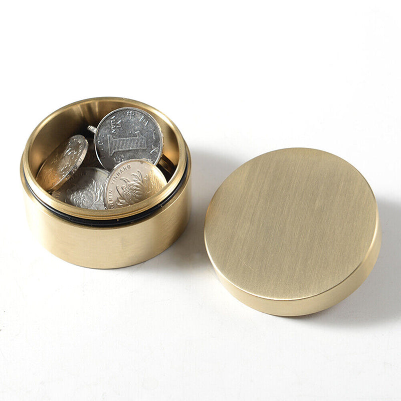 Brass Seal Cabin Medicine Drug Metal Jewelry Storage Cases Pill Holder (L) Newly