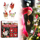 #A Chicken Christmas Hanging Decorations Decorative Wooden Holiday Decor 4pcs Gi