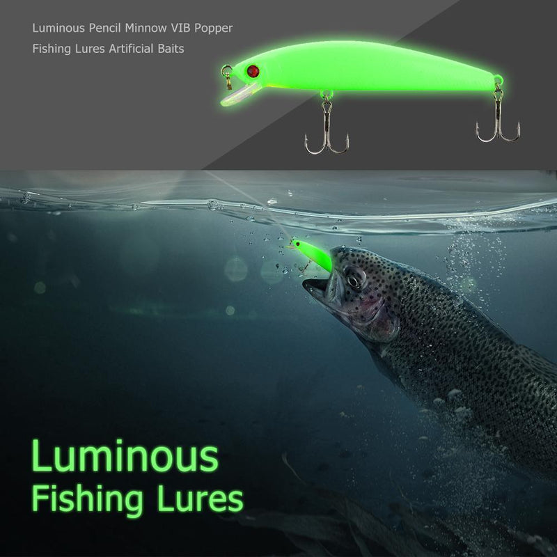 5pcs/Set Luminous Pencil Minnow VIB Popper Fishing Lures Artificial Baits