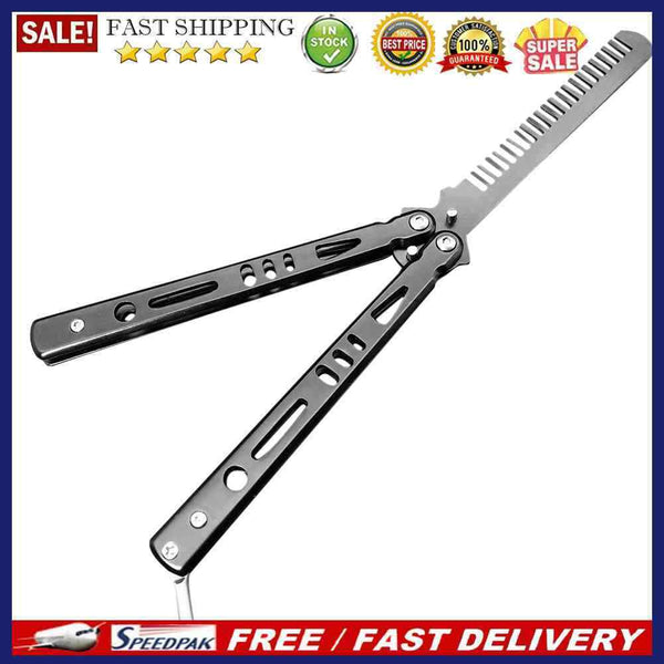 Pro Butterfly Style Hair Comb Foldable Stainless Steel Practice Training Br