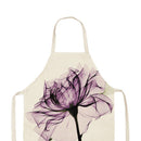 Kitchen Linen Apron Purple Flower Print Home Cooking Baking Bibs Accessories