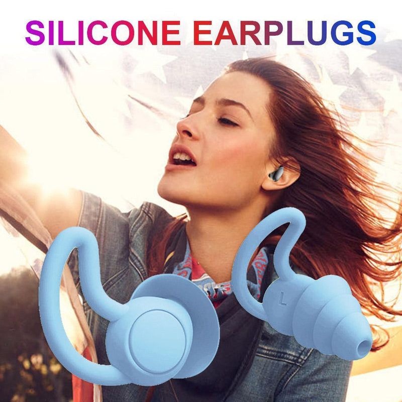 Silicone Ear Plugs Sound Insulation Anti Noise Sleeping Earplugs (Blue)