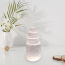 Selenite Tower Lamp Quartz Crystal Ornaments Craft Reiki Healing Home Decor