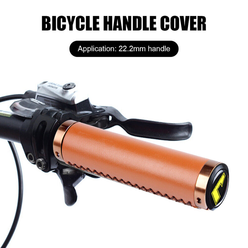 2x Bicycle Handlebar Cover Retro Soft PU Road Bike Lock Handle Grip (Brown)