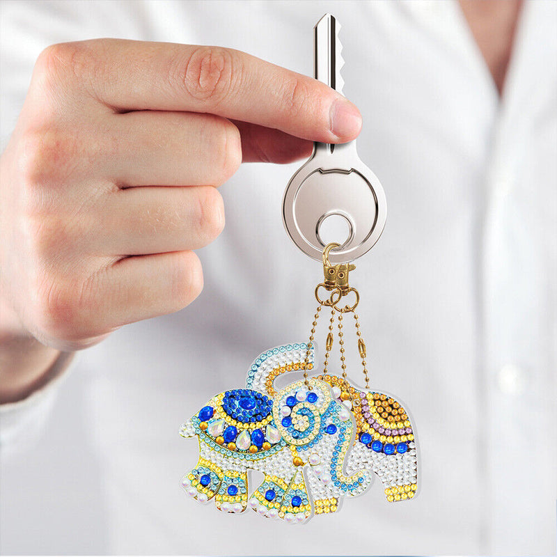 2pcs Rhinestone DIY Full Special Shaped Diamond Painting Keychain Mosaic Kit