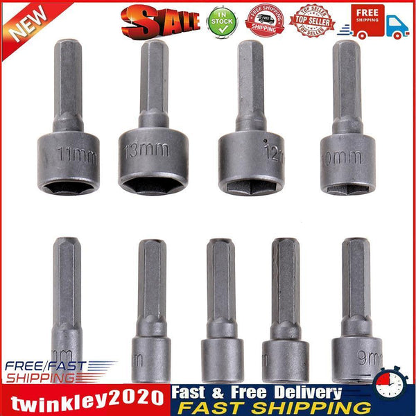 9pcs Nut Drivers 1/4 Inch Hex Shank CRV Screwdriver Socket Bit Power Tools Newly