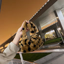 Retro Women Polka Dot Printing Plush Underarm Bag Winter Handbags (Coffee)