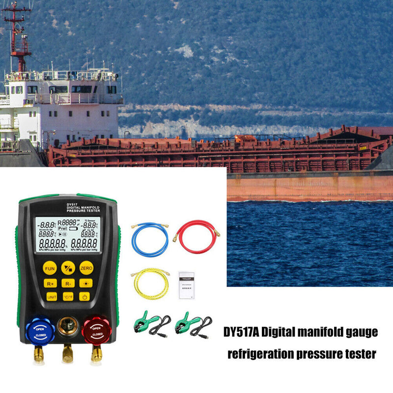 DY517A Pressure Gauge Refrigeration Digital Vacuum Pressure Leak Manifold Tester