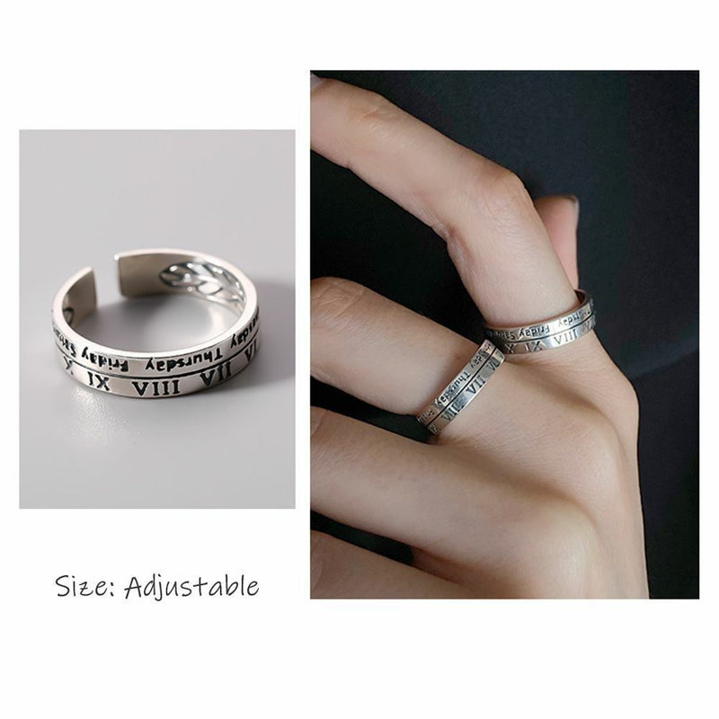 Wind Niche Design Roman Digital Rings Couples Tail Rings Adjustable Opening