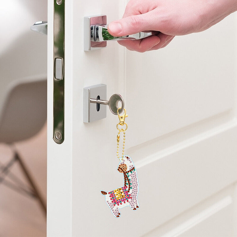 5pcs Diamond Painting Alpaca Keychain DIY Crystal Drill Key Ring (YSGJ030) Newly