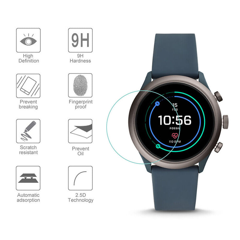 2pcs Tempered Glass Screen Protective Film for Fossil Sport Smartwatch 43mm Case