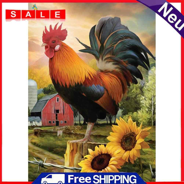 5D DIY Diamond Painting Rooster Sunflower Full Round Rhinestone Wall Art Picture