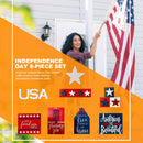 Independence Day Patriotic Ornaments - Blue Red & White Wooden Craft Decor Newly