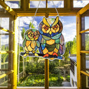DIY Applique Diamond Wall Hanging Acrylic Door Window Pendant (Twin Owls) Newly