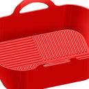 #A Silicone Air Fryers Basket Rectangle Foldable for Family Baking Camping Barbe