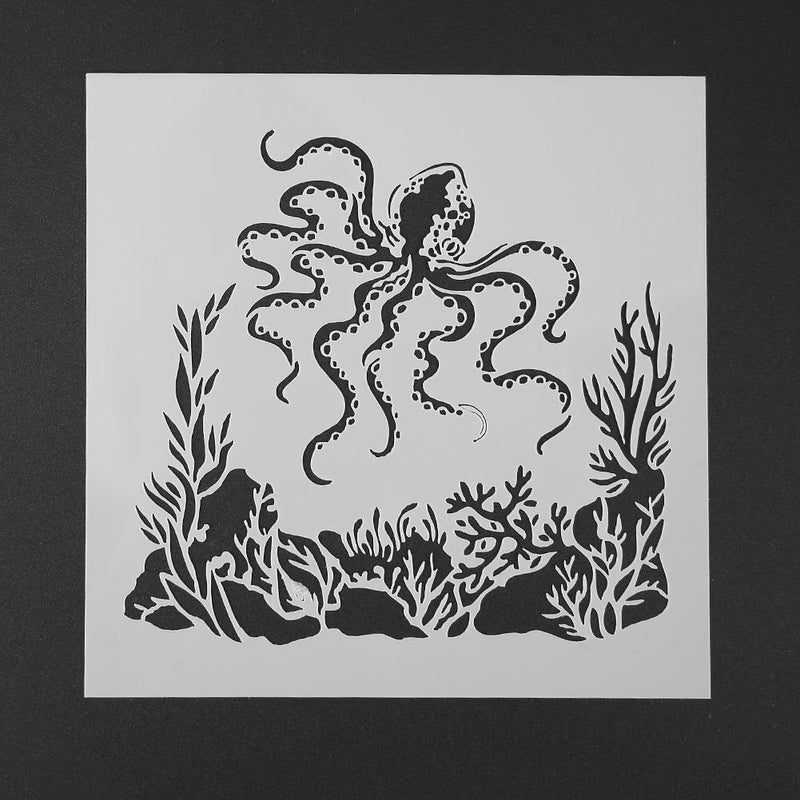 Octopus Coffee Spray Printing Mold DIY Cake Embossed Decor Baking Stencil