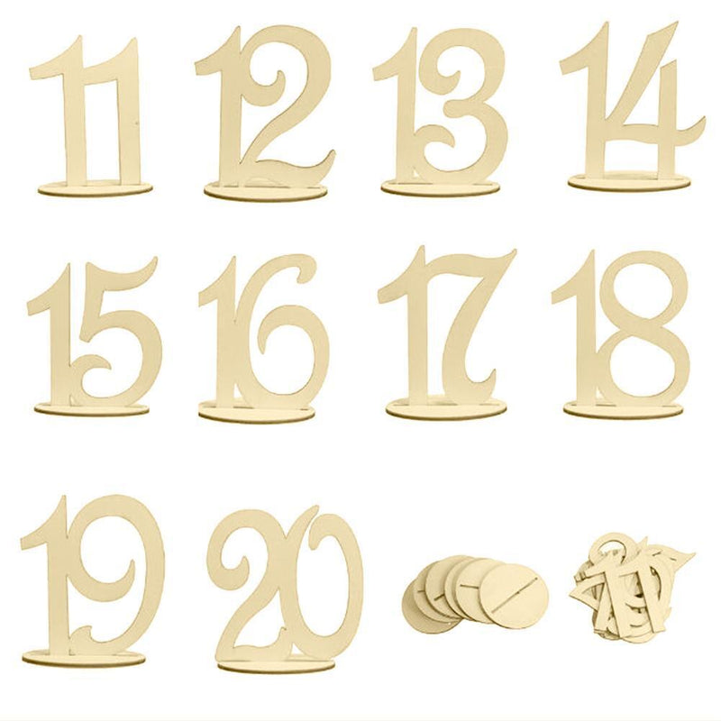 10pcs Wooden Wedding Table Number Seat Cards Ornament Craft (One to Ten)