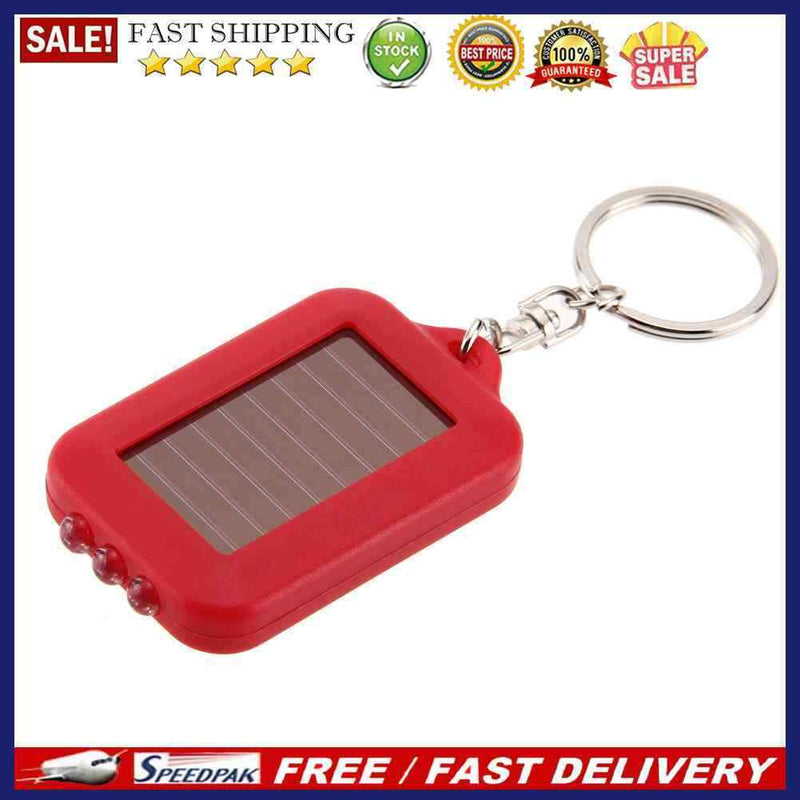 Portable Solar Powered 3 LED Light Keychain Key Ring Outdoor Torch Flashlight