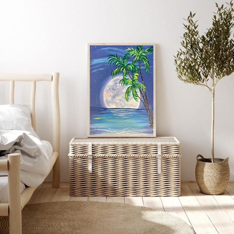 Sea Moon Oil Paint By Numbers Hand Painted Wall Art Craft Home Decoration Gifts