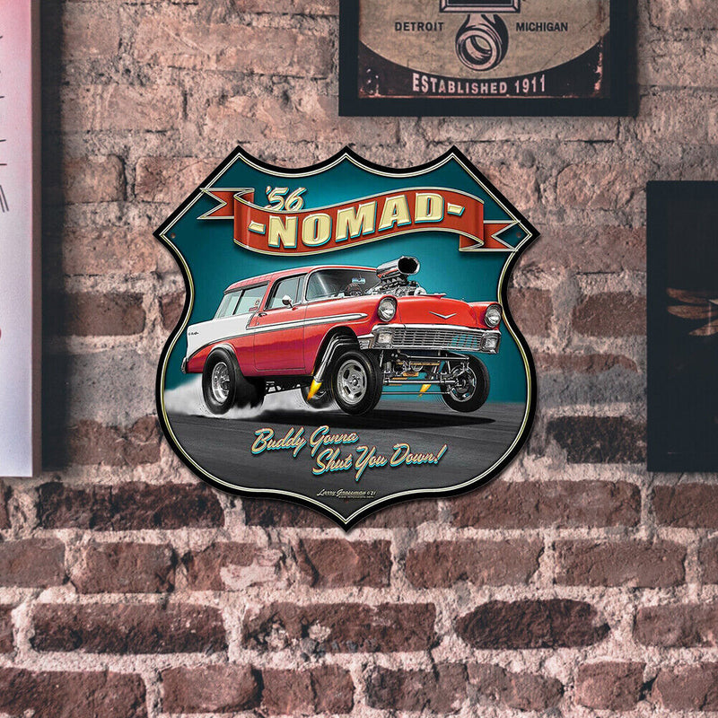 Nomad Car Shield Shape Plate Metal Tin Sign Plate for Bar Pub Club Garage Craft