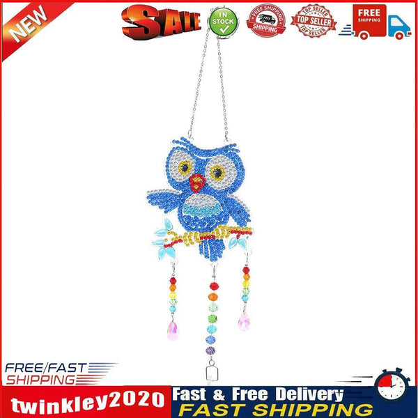 DIY Diamond Painting Light Catcher Hanging Crystal Wind Chime (Owl) Newly