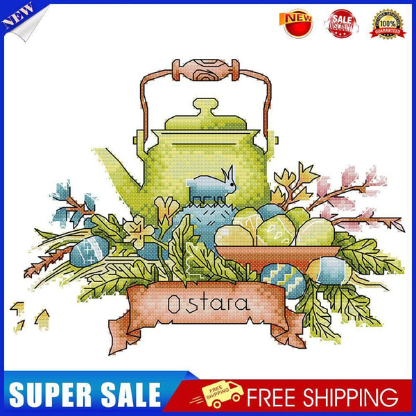 Partial Embroidery Teapot Stamped Canvas 14CT DIY Cross Stitch Kits (J536)
