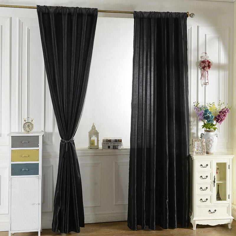 1pc Pure Color Satin Tulle Door Window Curtain Room Half Blackout Drape Cur